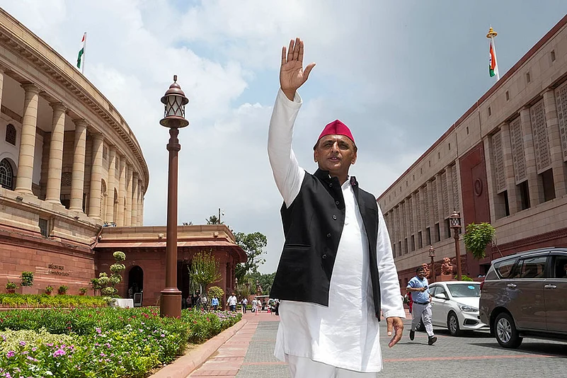 Samajwadi Party MP Akhilesh Yadav at Parliament during Monsoon session