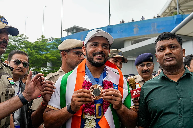 Paris Olympics Bronze medalist Indian Hockey team arrive at Delhi airport_6