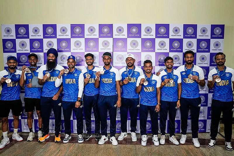 Paris Olympics Bronze medalist Indian Hockey team arrive at Delhi airport_9