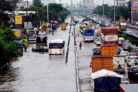 Waterlogging after rain in Gurugram