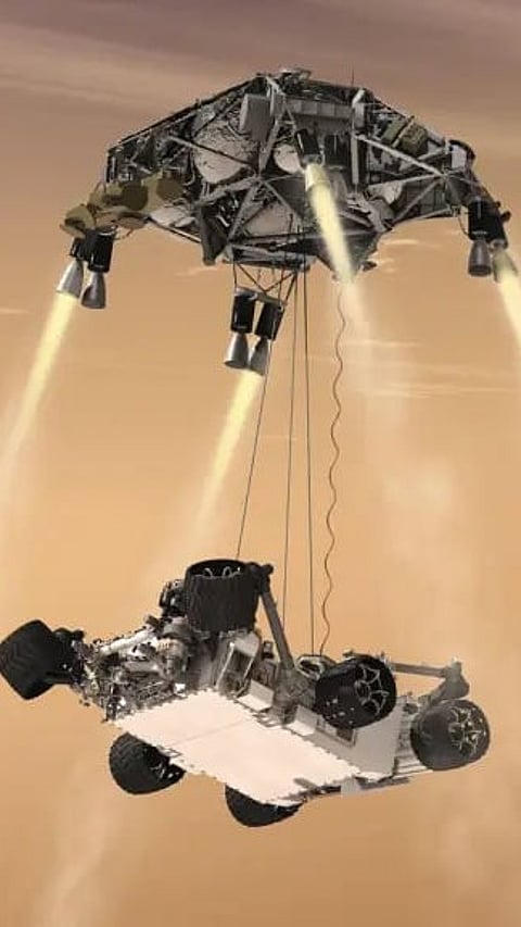 This artist's concept shows how NASA's Curiosity Rover landed on Mars |