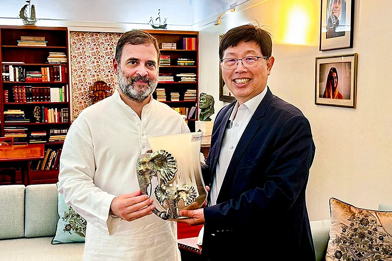 Rahul Gandhi meets Chairman of Foxconn Young Liu in New Delhi
