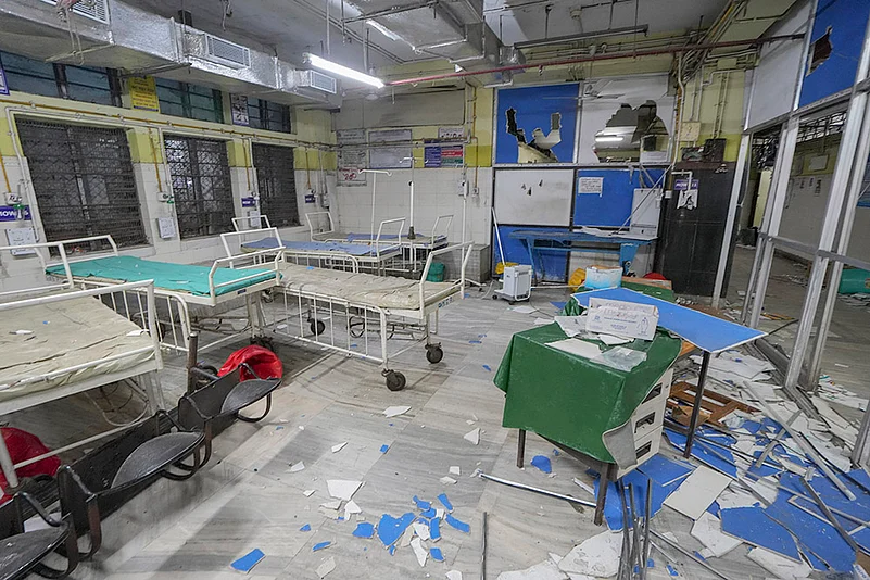 Kolkata doctor murder case: View of a ward, RG Kar Medical College after vandalised by miscreants