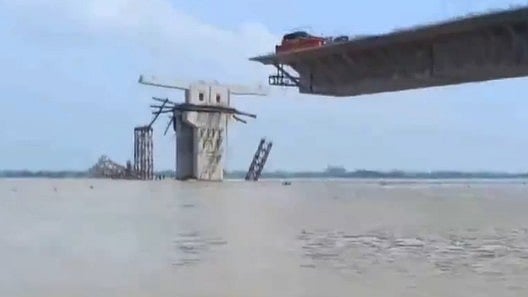 Bihar bridge collapse  - X/ANI Screengrab