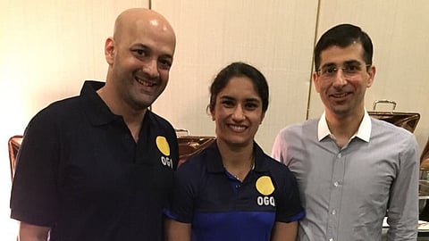 Viren Rasquinha, Vinesh Phogat and Dr Dinshaw Pardiwala (Right)