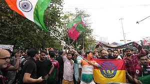 PTI : Supporters of football clubs East Bengal and Mohun Bagan take part in a protest march against the alleged sexual assault and murder of a postgraduate trainee doctor, near Salt Lake stadium in Kolkata on Sunday (August 18, 2024).