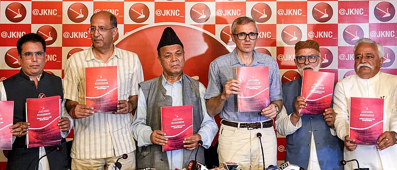 National Conference Vice President Omer Abdullah with party leaders