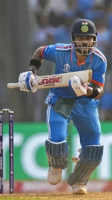 Virat Kohli in action against New Zealand in Mumbai during the 2023 ODI World Cup.