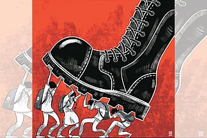 Silencing Voices: Political cartoons, like ‘Students’ Resistance’ by Reesham Shahab Tirtho, were banned by the Sheikh Hasina regime