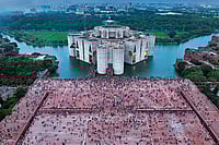 Photo: AP : A Time to Rejoice Protesters celebrate at the National Parliament House premises in Dhaka after Sheikh Hasina’s resignation from the prime ministerial post  
