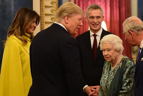 Queen Elizabeth II and King Charles with Donald Trump, Joe Biden, Melania Trump.