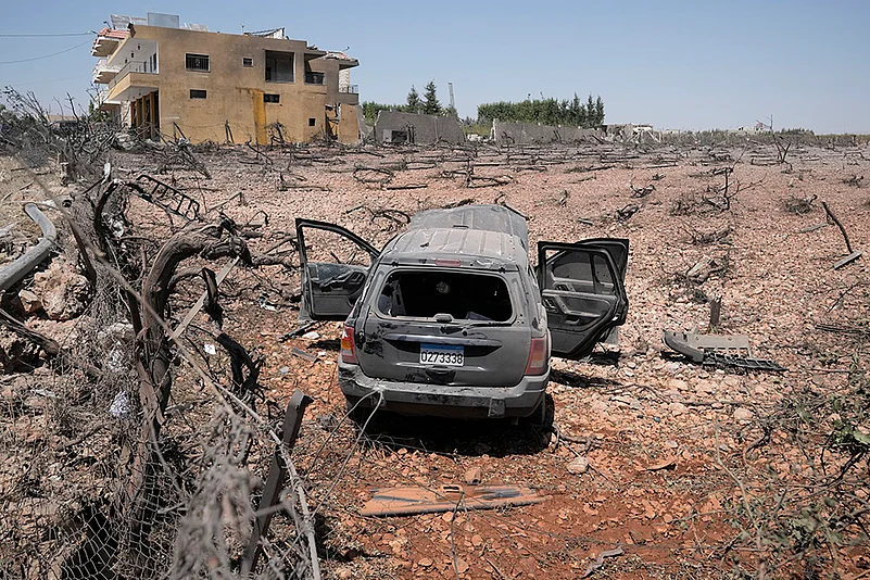 Israeli drone strike: Israeli airstrike in Nabi Sheet village, in Lebanons eastern Bekaa Valley_2