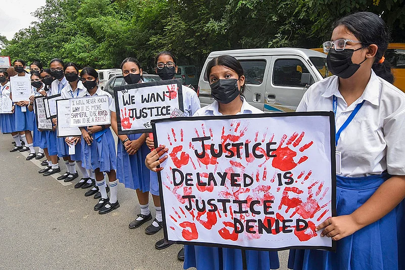 Students stage a protest over the alleged sexual assault and murder of Kolkatas PG trainee doctor