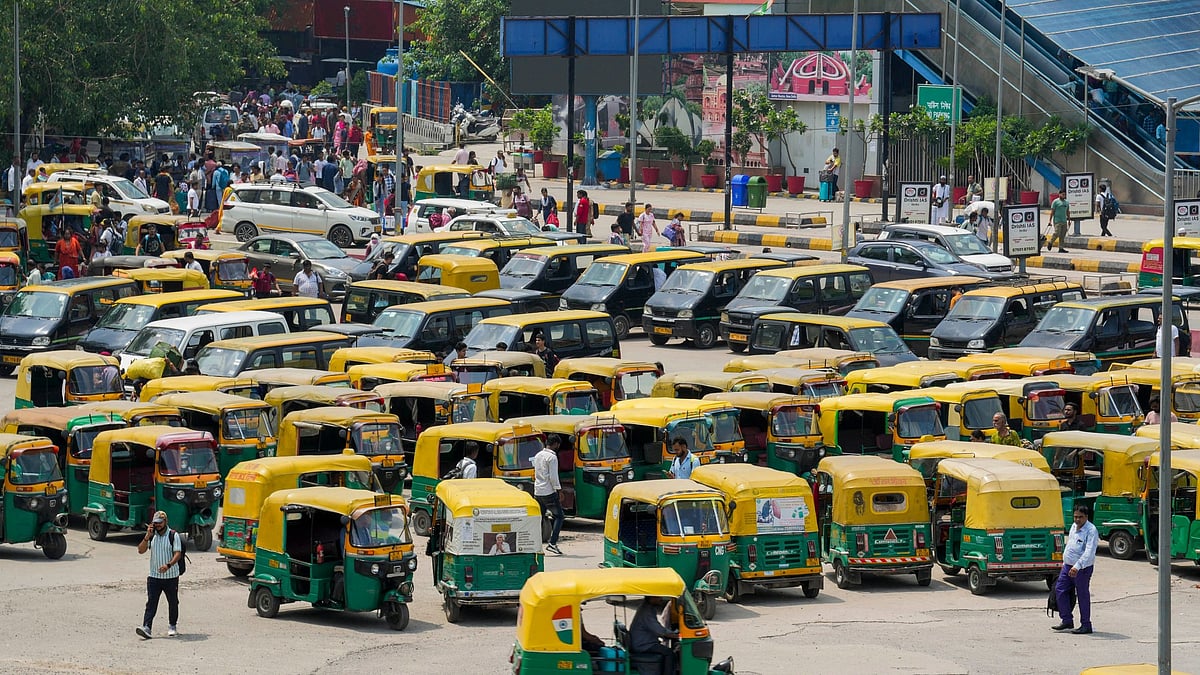  Taxis and auto rickshaws stand parked outside New Delhi Railway Station on Thursday 