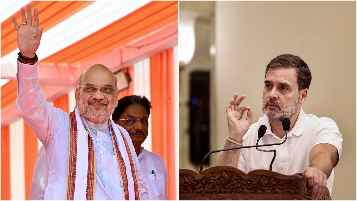 L: Home Minister Amit Shah | R: Congress Leader Rahul Gandhi | 