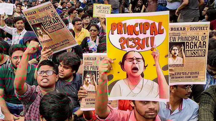 Protest in Kolkata over an on-duty  doctor's rape and murder at RG Kar hospital - PTI