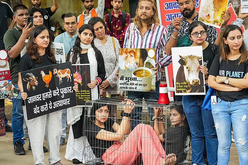 Freedom for all Animals protest at Jantar Mantar, in New Delhi