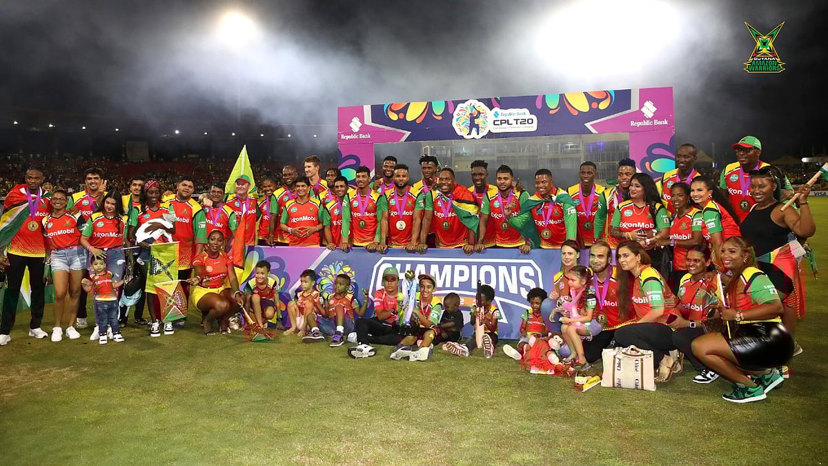 Guyana Amazon Warriors with the trophy of Caribbean Premier League 2023.  - X | Amazon Warriors