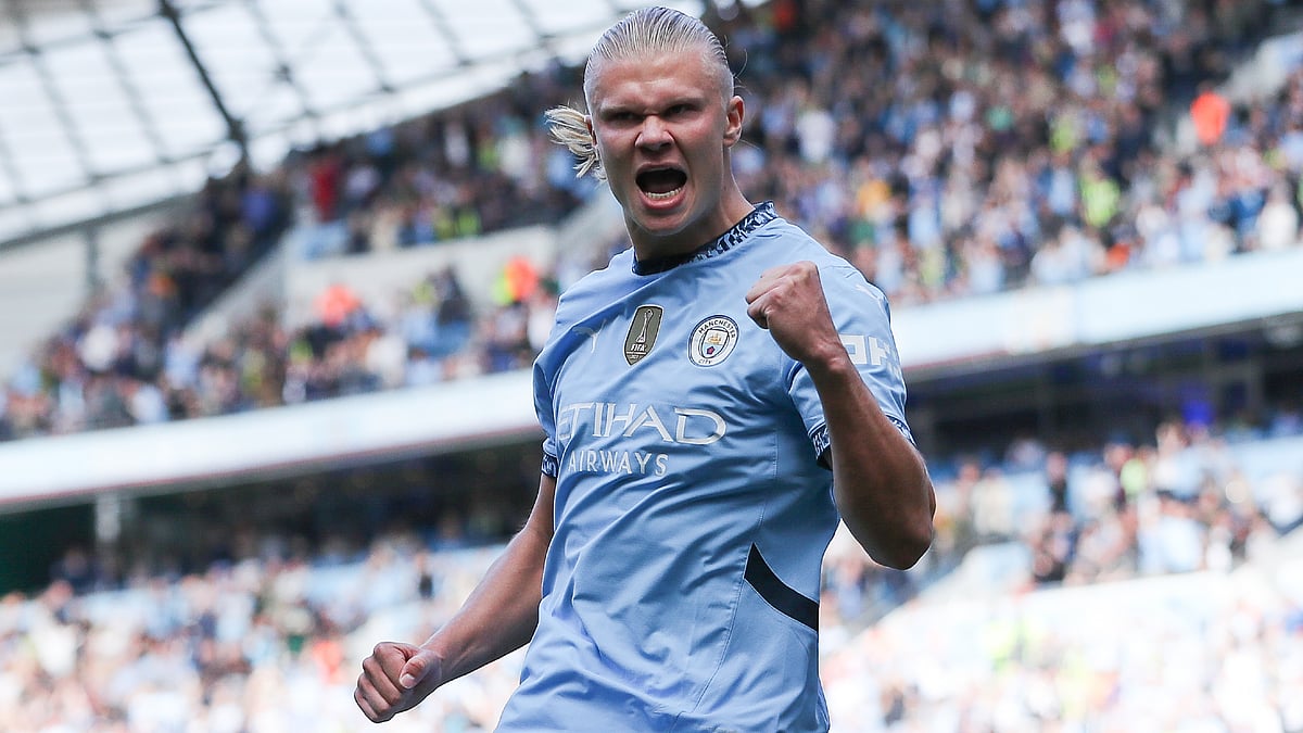 Erling Haaland scored his seventh Premier League hat-trick on Saturday - null