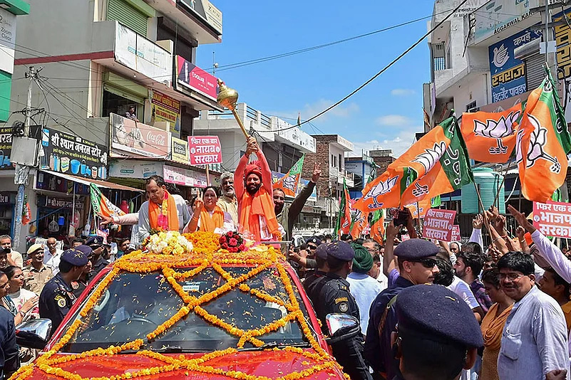 Haryana Chief Minister Nayab Singh Saini holds a roadshow