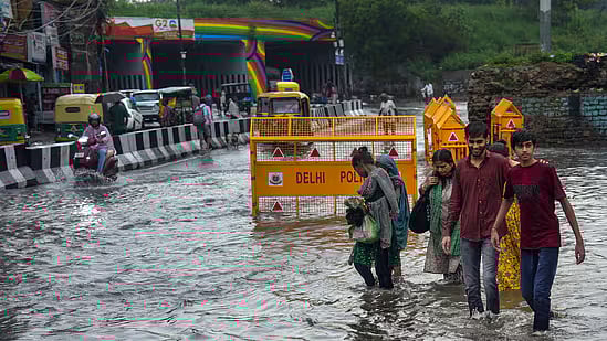 Waterlogged streets of Delhi on Thursday - PTI