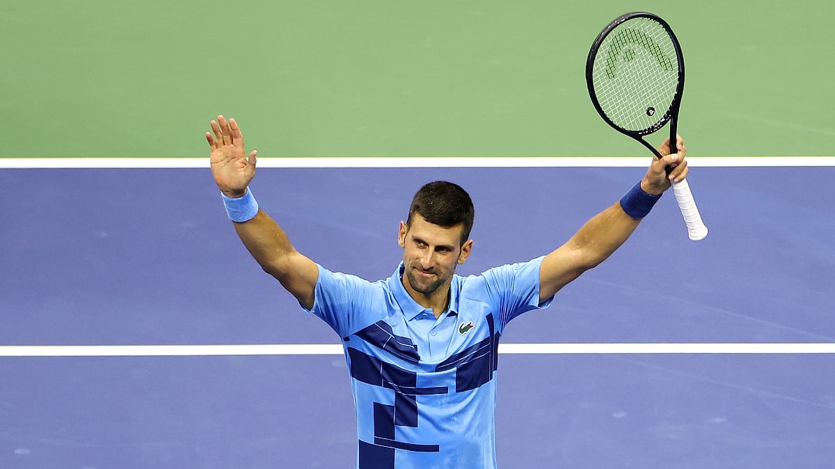 Novak Djokovic celebrates his win at Flushing Meadows