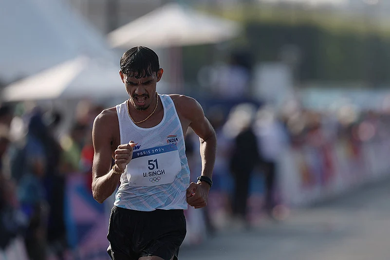 Vikash Singh of India competes during Mens 20KM Race Walk Final
