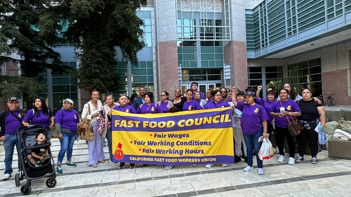 X : Fast food workers' protest.