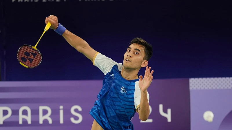 Lakshya Sen plays against Taiwans Chou Tien-Chen. AP Photo