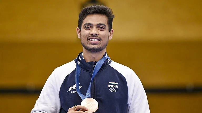 Swapnil Kusale bagged bronze medal in the 50m rifle 3 positions event at the Paris Olympics. - PTI
