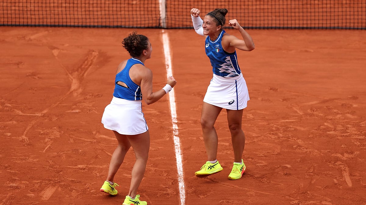 Italys gold medal winners Jasmine Paolini and Sara Errani At Roland Garros