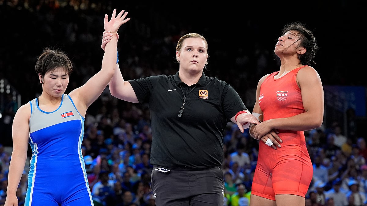 Nisha Dahiya loses her quarter-final bout to Sol Gum Pak at the Paris Games 2024 - Eugene Hoshiko/AP
