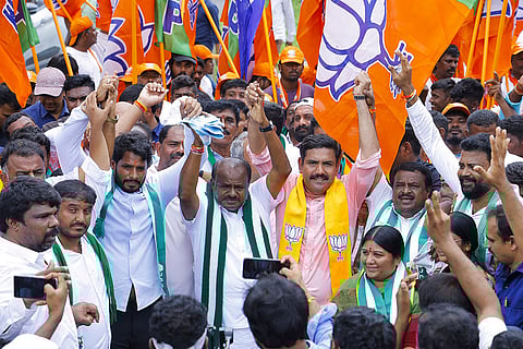 BJP-JD(S) leaders in Padyatra in Ramnagar
