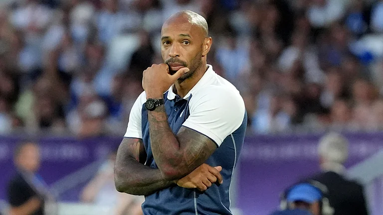 Thierry Henry was left unhappy following France's quarter-final win over Argentina - null