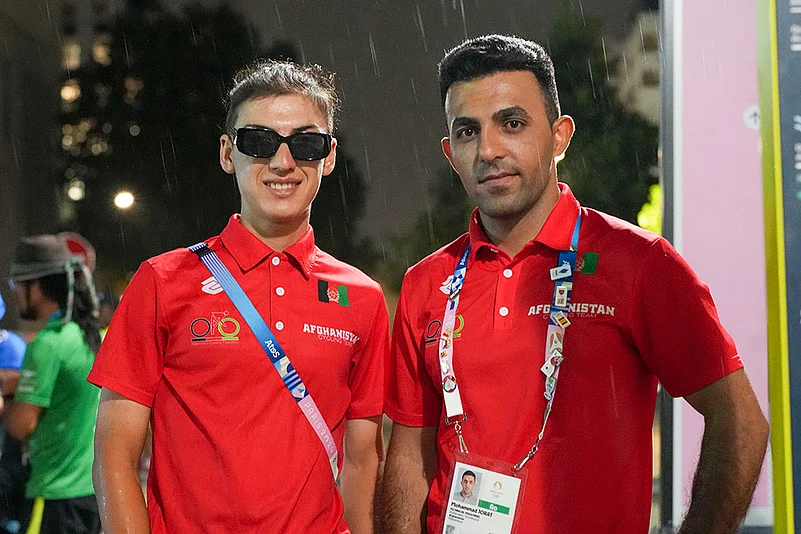 Paris 2024 Olympics: Afghanistan cyclist Fariba Hashimi and her coach Mohammed Jorat
