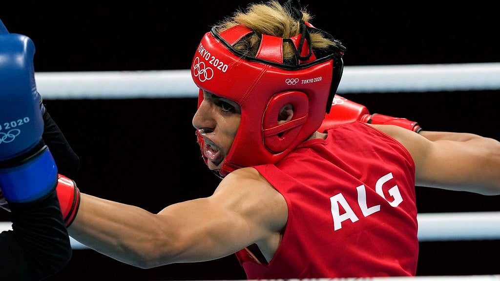 AP/Themba Hadebe : Algerian boxer Imane Khelif in action at the Paris Olympics 2024.