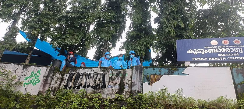 Volunteers involved in rescue operations in Wayanad, Kerala.