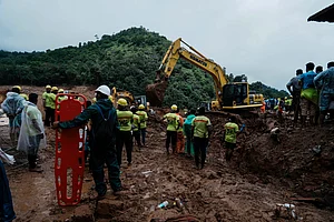 AP : Rescuers search through mud and debris for a third day after landslides set off by torrential rains in Wayanad district, Kerala, Aug 1, 2024.