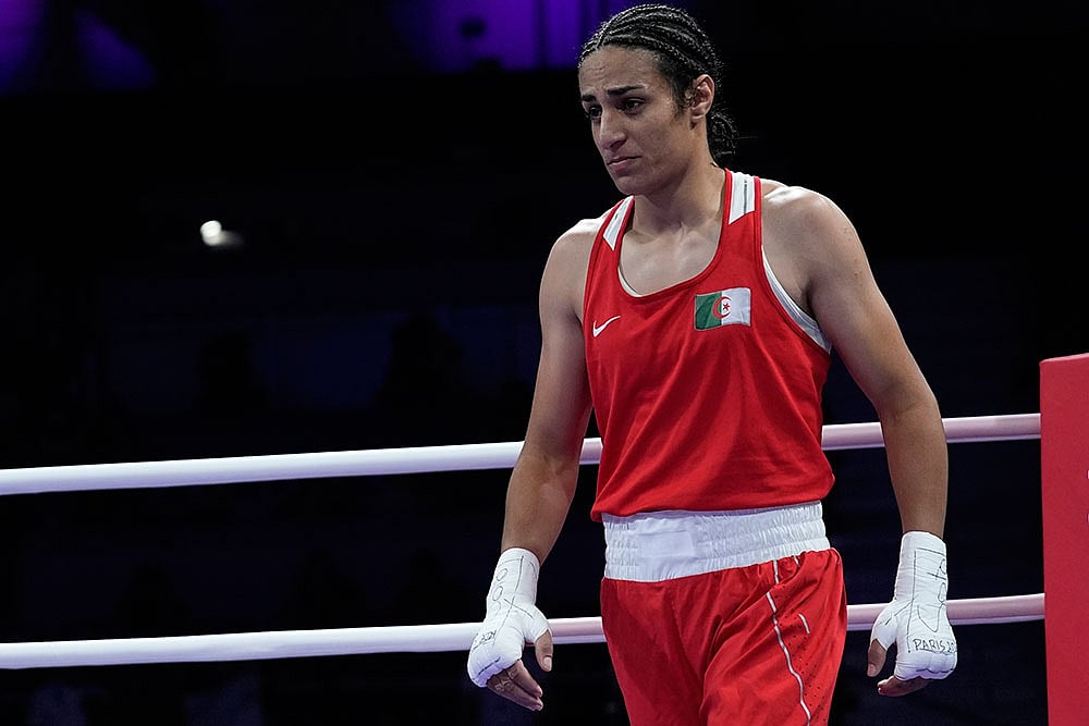Photo: AP/John Locher : Paris Olympics Boxing: Imane Khelif