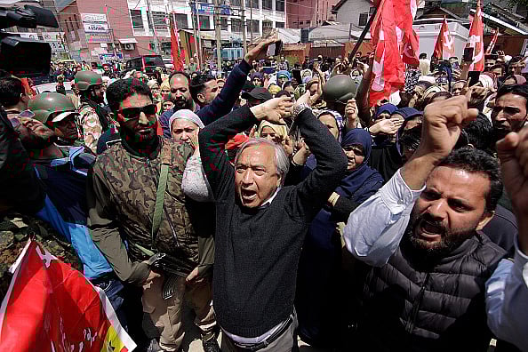 Getty : Mohammad Yousuf Tarigami, is raising slogans during a protest (Representational Image)