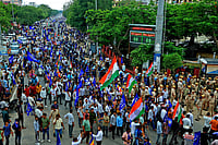 Getty Images : Bhim Sena activists hold a protest rally against the Supreme Court's August 1 decision on the issue of SC-ST reservation