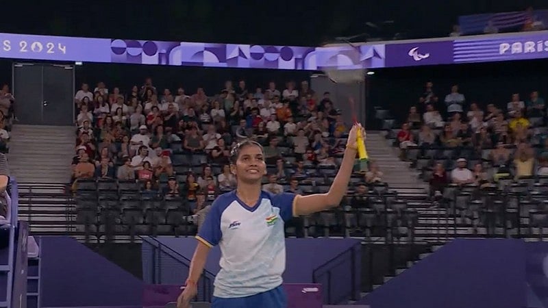 Screengrab | Jio Cinema : Indian para shuttler Manisha Ramadass at the Paris Paralympics 2024. 