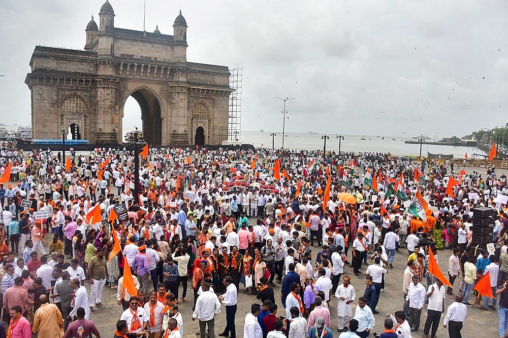 Photo: PTI : MVA protest in Mumbai