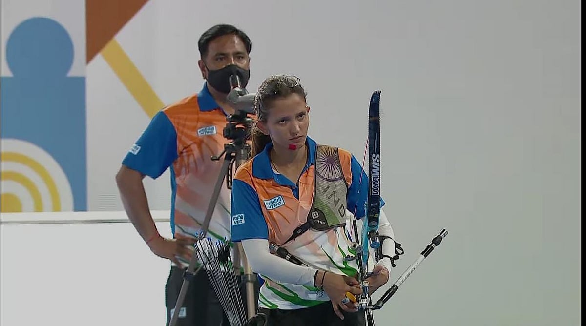 X | SAI Media : Indian para archer Pooja. 