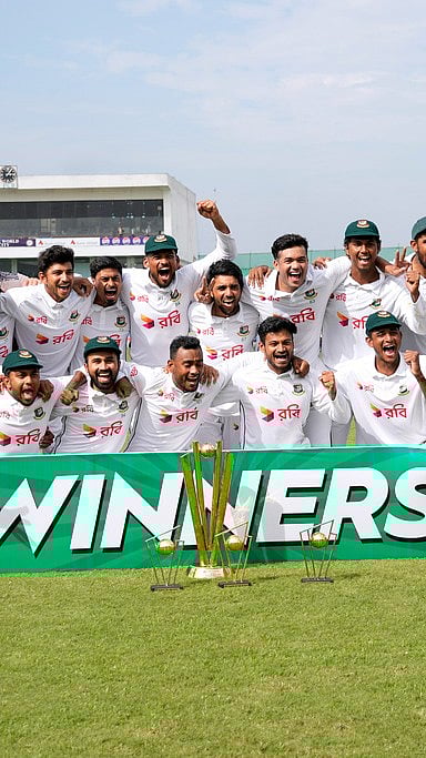 Bangladesh team after winning the series against Pakistan - AP
