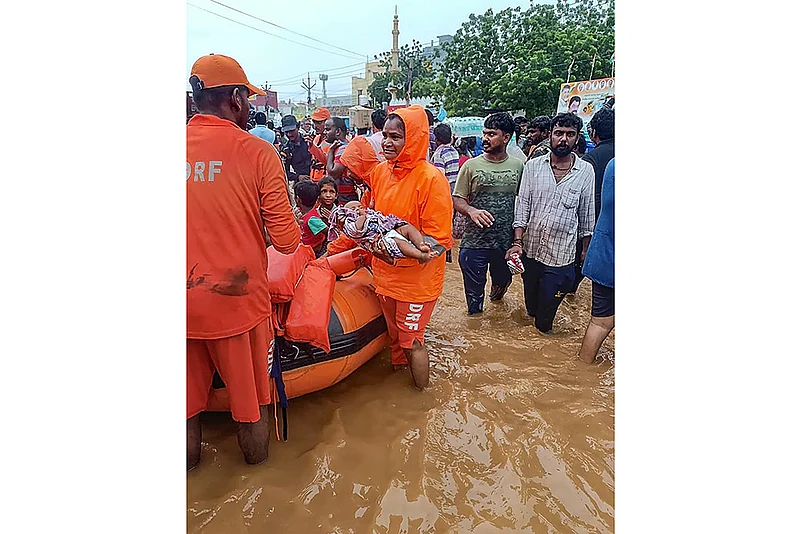 NDRF teams Rescue work in flood-hit Andhra
