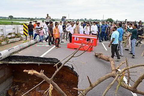 Telangana CM Revanth Reddy inspecting restoration works |