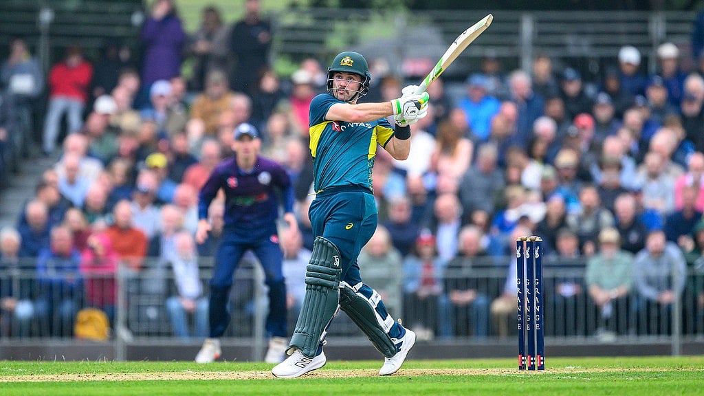 Malcolm Mackenzie/PA via AP : Australia's Josh Inglis in action during the second T20 International match between Scotland and Australia at The Grange Club, Edinburgh.