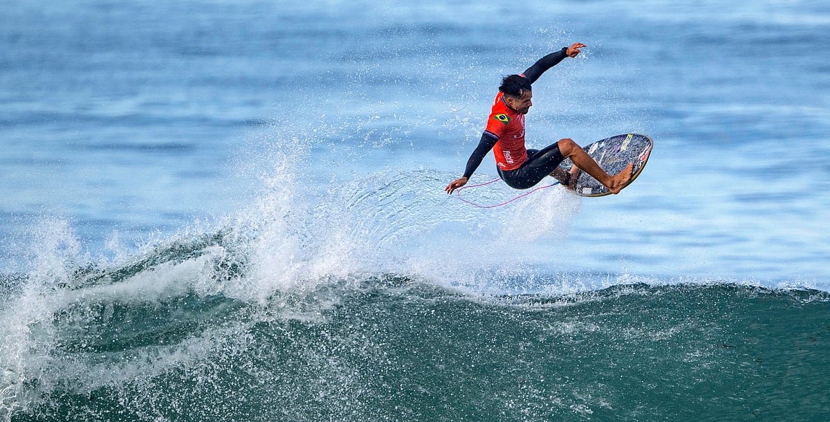 (Mark Rightmire/The Orange County Register via AP

 : Representative Image: Italo Ferreira of Brazil gets some air as the best surfers in the world compete in the World Surf League Finals held at Lower Trestles at San Onofre State Beach south of San Clemente, Calif., Friday, Sept. 6, 2024. 