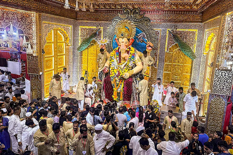 Lord Ganesh at the Lalbaugcha Raja on Ganesh Chaturthi festival